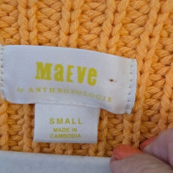 Anthropologie Maeve Sculptured Pullover Sweater Sherbet Orange Size S - Picture 9 of 10